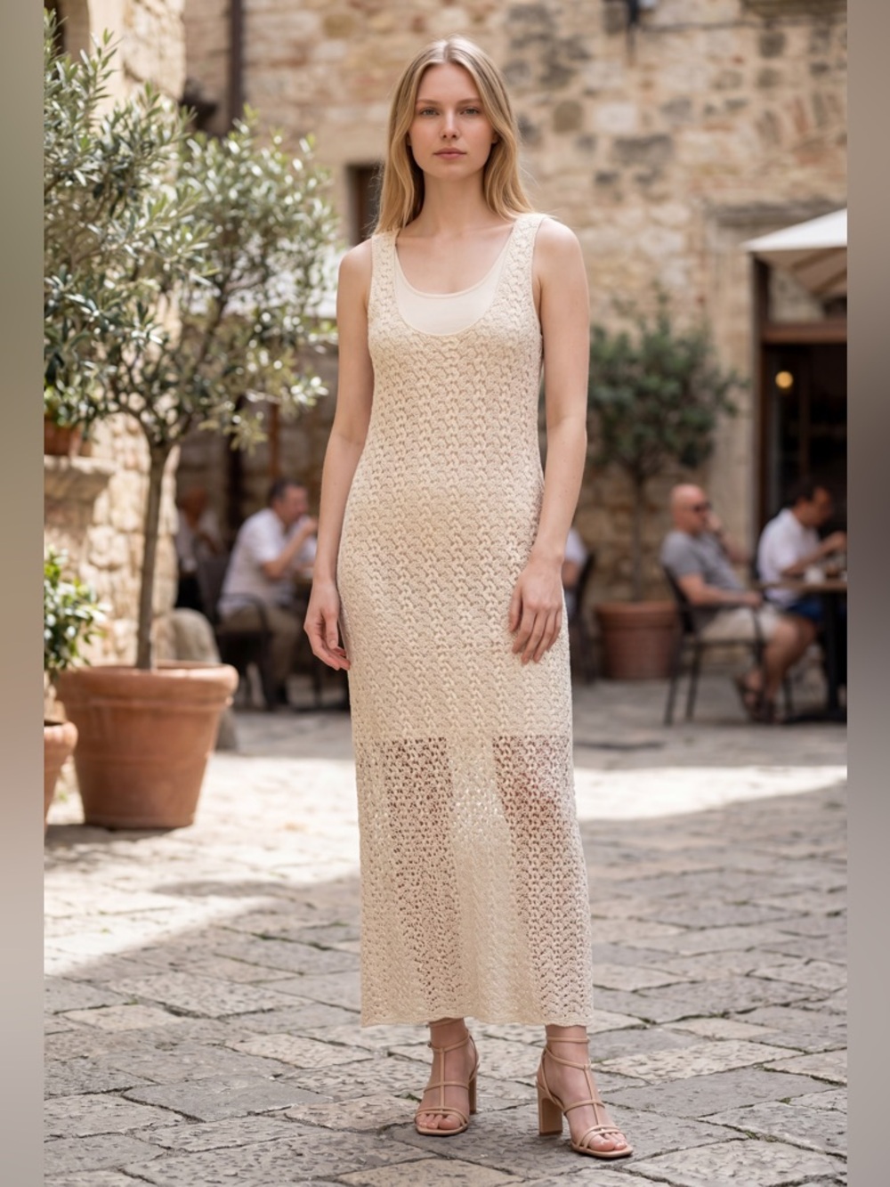American Rag CIE Cream Lace Maxi Dress NWT Sleeveless Size Small